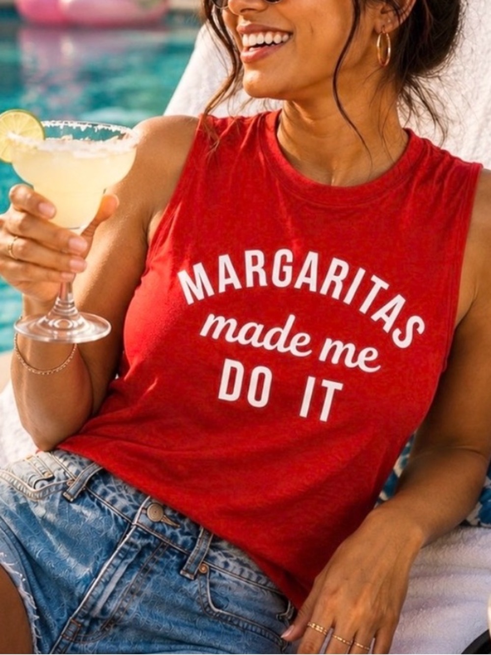 🍹Red Graphic Tank Top - 'Margaritas Made Me Do It' - size Large